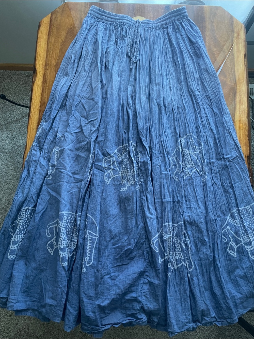 Early 00’s 100% Cotton Maxi Skirt Elephant Print Eclectic Boho World Market